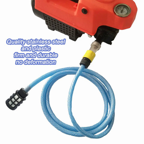 4 Pack Garden Hose Filters 3/8 to 1/2 Inch Inner Diameter Heavy Duty Stainless Steel Strainer Water Pump Connector attached to hose