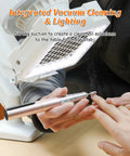 Professional using Pro Grade 60W Nail Dust Collector With Serious Suction For Salon And Home Use during manicure