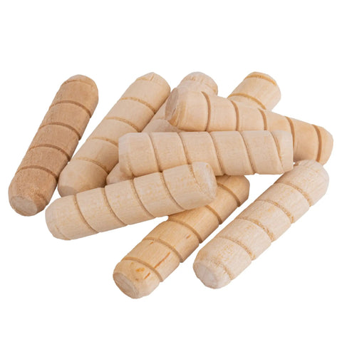 Top Shelf Spiral Grooved Hardwood Dowel Pins 3/8 X 1.5 Inches Pack Of 50, unfinished wooden alignment rods for furniture repair.