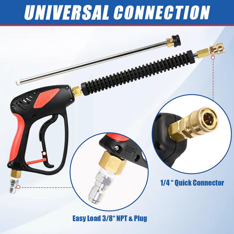 Swivel Power Washer Gun Kit With Extension Wand Adjustable Spray 360 Degree Swivel 4000 PSI 7 GPM Quick Connect M22 14mm
