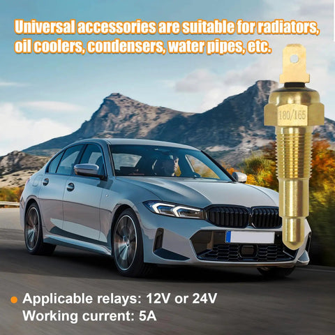 Universal Engine Cooling Fan Temperature Sensor Switch One Eighth NPT Thread 180 Fahrenheit On 165 Fahrenheit Off For Cars And Trucks Keeps Your Ride Cool And Radiator Safe, brass 1/8 NPT sensor switch for car cooling systems
