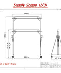 Technical drawing of All In One Heavy Duty Gantry Crane Kit For Shop Or Garage, 4000 Lb Rating, dimensions included