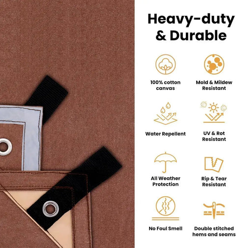 Heavy Duty 18 Oz Canvas Tarp Waterproof And UV Resistant With Rustproof Grommets For Industrial And Commercial Use features