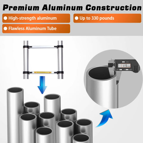 8.53 Ft A Frame Aluminum Telescoping Ladder With 9 Plus 9 Steps Silver Built Tough Like A Workhorse For Home Projects Holds Up To 330 Lb Lightweight And Sturdy For Garage Roof And Loft Tasks. Premium aluminum ladder tubes and 330 lb capacity shown
