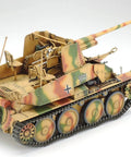 Marder III German Tank Destroyer Model Kit One Thirty Fifth Scale Plastic Assembly Required Glue And Paint Sold Separately Ideal For WWII Military Vehicle Model Builders, showing detailed camo design.