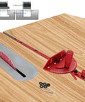 No Sweat Precision Miter Gauge And 400mm Aluminum Fence For Table Saw and Router Tables With Track Stops and Adjustable Angle Ruler displayed on wood surface.