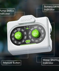 Automatic Plant Waterer For Indoor And Outdoor Pots Easy Setup Drip Irrigation System control panel with timers and indicators.