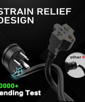 Indoor Outdoor Extension Cord 6 Ft Heavy Duty 16 Gauge 3 Prong Waterproof SJTW showing strain relief design and bending test