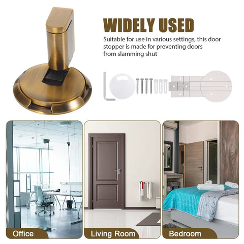 Adjustable Door Stop With No Drill Or Adhesive Mounting, Easy Install Heavy Duty Zinc Alloy Wall Protector for office and home use