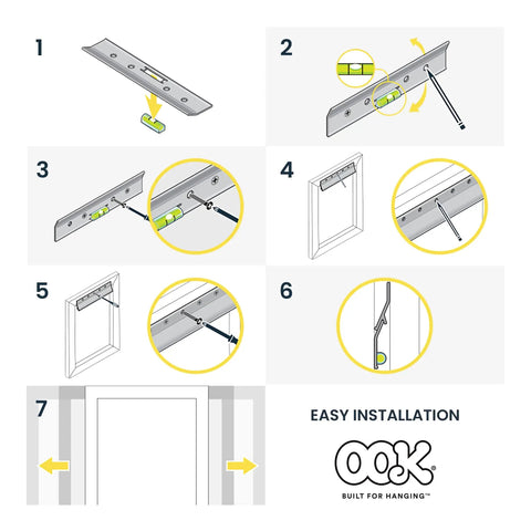 Installation guide for French Cleat Picture And Mirror Hanger With Hardware, 100 lb capacity, aluminum construction.