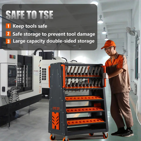CNC Tool Holder Keeper Station And Storage Cart For Shops And Factories Heavy Duty CNC Tool Organizer System For Warehouses Garages Stores And Workbenches Beefed Up With Rugged Steel Construction, mobile steel cart with CNC tool holders
