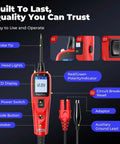 12-24V Car Circuit Tester Kit With Power Probe, Short and Open Finder, All in One Auto Electrical Diagnostic Tool for Voltage, Polarity, Continuity, Signal Circuit Diagnosis, Component Activation, and Bad Ground Checks, red probe with LCD and leads