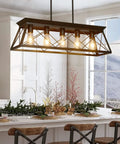 Five Light Farmhouse Pendant Ceiling Fixture For Dining Room Over Table And Kitchen Island Modern Black Chandelier With Warm Soft Glow For Entryway Living Room Hallway