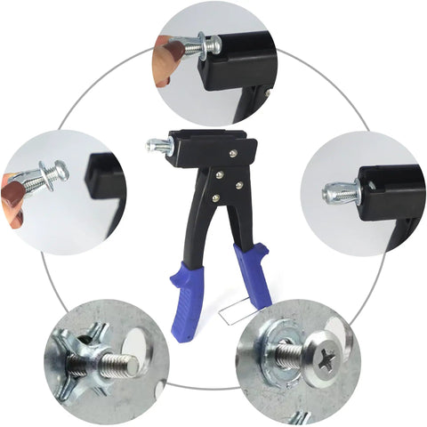 Petal Nuts Jack Nuts Dowel Kit With Screws For Drywall Repair And Framing, Carbon Steel 74Pcs M4 M5 M6 M8, setting tool