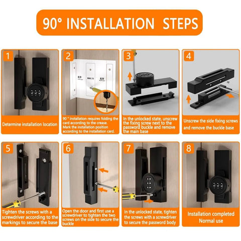 Step-by-step installation guide for Keyless 3 Digit Combination Gate Latch For Barn Doors And Cabinets Mechanical Password Lock.