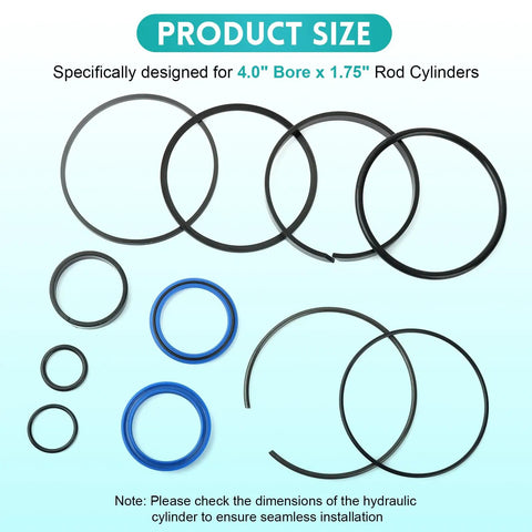 Heavy Duty Universal Hydraulic Log Splitter Cylinder Seal Kit For 4.0 Bore And 1.75 Rod Fits 22 Ton Log Splitters Rebuild Seals