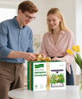 People opening Indoor Hydroponics Grow Kit With 15-Pod Herb Garden, 24W Full Spectrum Light, Quiet Pump box gift-wrapped.