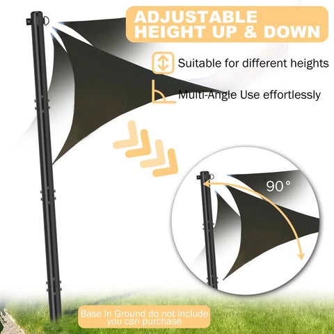 Heavy Duty Steel Shade Sail Poles 2 Pack With D Clamp For Outdoor String Lights Patio Backyard 2.36 Inch Diameter Posts Tough As Nails Sun Shade Poles Built To Last