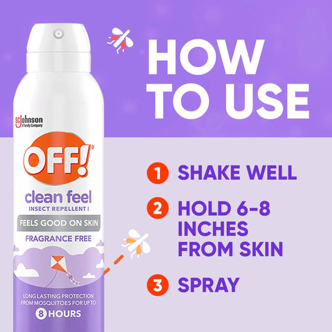Instructions showing how to use Clean Feel Insect Repellent Aerosol With 20 Percent Picaridin For Mosquitoes Ticks And Flies Long Lasting DEET