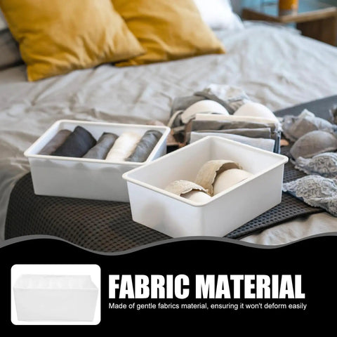 Slick Underwear Drawer Organizer With Divided Compartments For Bras Socks And Clothes To Keep Your Closet Neat And Legit A Versatile Large Capacity Storage Box, white fabric organizer with bras and socks.