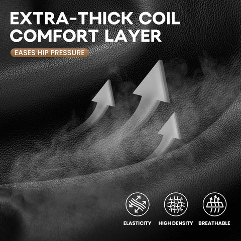 Big And Tall Leather Office Chair for Heavy Duty Comfort, extra-thick coil comfort layer detail