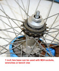 Close-up of Four Notch BMX Freewheel Remover Tool for sprocket pulling on single-speed bikes during wheel maintenance.
