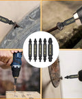 5 Piece HSS Screw Extractor Set For Removing Broken Screws With Storage Case Pro Grade High Speed Steel Drill Bits in use