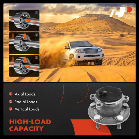 Two Rear Wheel Bearing And Hub Assembly For Mazda 3 2014 2018 And 3 Sport 2014 2018 With 5 Lug Pattern heavy duty wheel bearing hub assembly showing high-load capacity features.