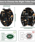 Elongated Toilet Seat Resin Bathroom size guide with measurements for proper fitting and installation details.