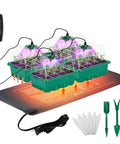 All In One Seed Starter Kit With Grow Light And Heat Mat For Indoor Gardening Four 12 Cell Trays That Hold 48 Seedlings