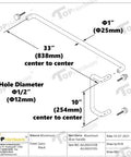 Premium Aluminum Push Bar With 10 Inch Center To Center Pull Handle Set In Satin Brush Finish For Glass And Metal Storefront Doors, Heavy Duty Commercial Door Hardware For High Traffic Areas, 33 inch handle diagram