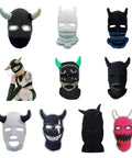Knitted Full Face Ski Mask Balaclava For Winter Outdoor Gear in various novelty designs and colors for skiing and camping.