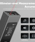 ProTap 2-in-1 Laser Measure & Line Laser 393 FT showing precision measurements on 1.4" LCD screen with laser targeting.