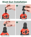 Step-by-step installation of 2 In 1 Rivet Nut Tool Kit Pro Hand Riveter With Dual Function Rivet Nut Gun Multi Purpose Pop Rivet Gun