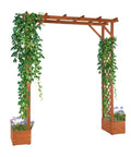 Wooden Garden Arbor With Planter Boxes And Wedding Arch For Outdoor Ceremony, Trellis For Climbing Plants, Easy Setup Pergola