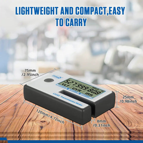 Portable Solar Tint Meter for Car Folks and Filmed Glass UV IR Transmittance Reader Light Transmittance and Spectrum Tester 8mm Slot