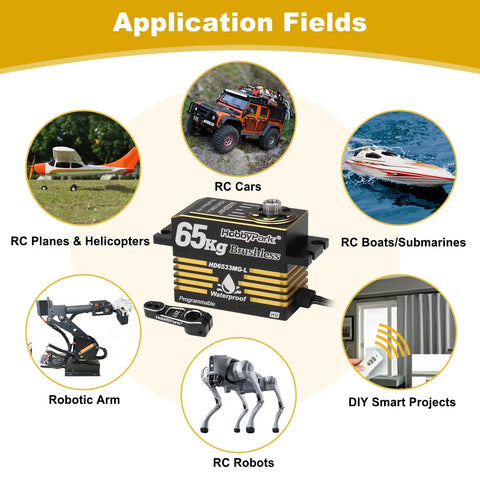 Waterproof 65Kg Beefy Torque Low Profile Brushless RC Steering Servo for versatile RC vehicles and projects