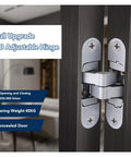 Concealed Three Dimensional Adjustable Door Hinge In Zinc Alloy For 180 Degree Cross Hinge Opening Right Open Gold Finish