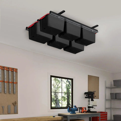 Adjustable Overhead Garage Storage Rack Expandable Ceiling Organizer Super Sturdy Steel Frame Fits Any Tote Perfectly Keep Your Gear Solid Clutter Free Zero Sweat Assembly Heavy Duty Build