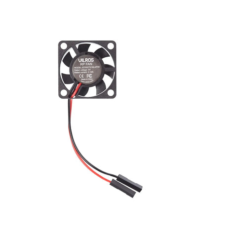 Black 40mm cooling fan for Raspberry Pi 4 Model B Starter Kit with 4GB RAM and 64GB preloaded micro SD card.