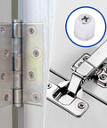 100 Pack Nylon Cabinet Hinge Dowels 0.34 By 0.39 Inches Plastic Furniture Dowel Pins For A Quick Fix And Easy Install Durable Nylon Construction For Long Lasting Cabinet And Furniture Hinges shown with metal hinges
