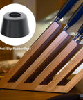 Twelve Piece Set Of Heavy Duty Round Rubber Feet Bumpers With Included Stainless Steel Screws One Inch Wide Top Half Inch Tall Anti Scratch Cabinet Table Leg Pads Rock Solid Non Slip Grip Kit on knife block.