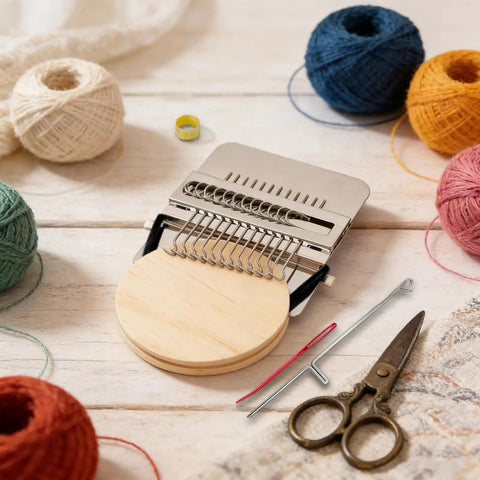 Patch Maker Knit Patch Kit For Beginners And DIY Crafters Beginner Friendly No Fuss Mini Knit Patches Mending Kit For Fabric Repair And Craft Projects Includes 10 Large Eye Needles 36 Thread Colors And 14 Hooks with loom, needles, and colorful threads
