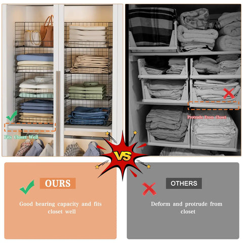 Straight Up Reliable Stackable Closet Organizers Foldable Storage Bins Wide Opening Clothes Racks Pants Jeans Home Refresh Black Smooth Process Easy Gear Rack