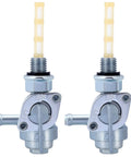 Two Pack 90 Degree Gas Shut Off Valve Petcock 28-1783-V for generator engine gas tank, side view, 1/4 hose barb, M10x1.25 inlet