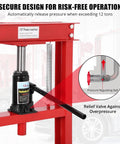 12 Ton Hydraulic Press With Adjustable Table And Movable Plates For Auto Repair Metal Bending And Garage Use Beefy Heavy Duty H Frame Shop Press In Red Built For Tough Jobs