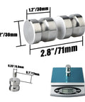 Shower Glass Door Handle For Sliding Doors, Double-Sided Back-To-Back Pull Hardware, SUS304 Stainless Steel, Dimensions Shown