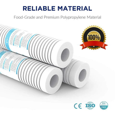 Grooved Sediment Water Filter Cartridge 5 Micron Universal Replacement For Whole House Under Sink Filtration Systems 10 By 2.5 Inch Fits Most 10 Inch RO Units Pack Of 6 Built To Hold More Dirt And Deliver Clearer Water