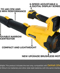 Cordless Leaf Blower Delivers 480 CFM At 170 MPH With Six Speed Settings And Digital Display, Brushless Motor, Tool Only