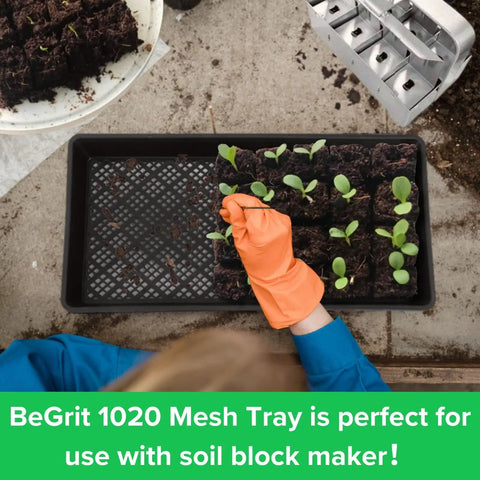 1020 Mesh Bottom Seedling Trays for Soil Blocking and Microgreens, 10x21 Inch Tough as Nails Starter Trays, 10-Pack With Superior Drainage and Airflow to Prevent Root Rot